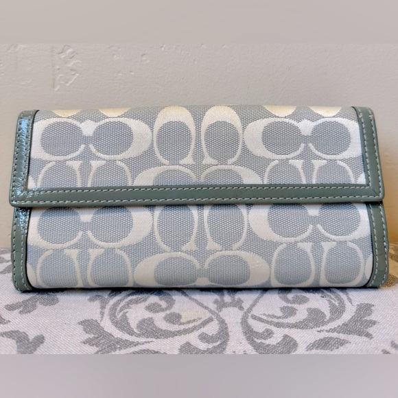 Coach Wallet in Pale Blue, White, and Greenish Blue - Picture 2 of 7